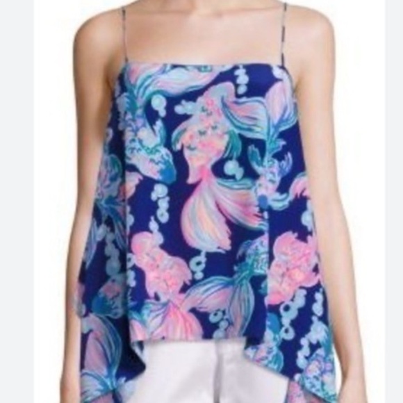 Lilly Pulitzer Blue and Pink Silk Top - Picture 12 of 13